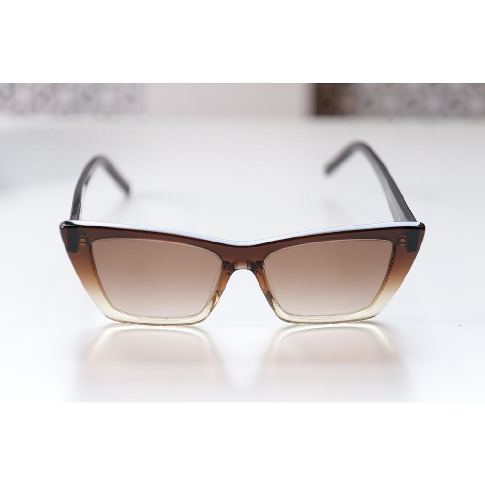 Saint Laurent Brown Beige SL 276 Mica 019 Cat Eye Sunglasses / Shades